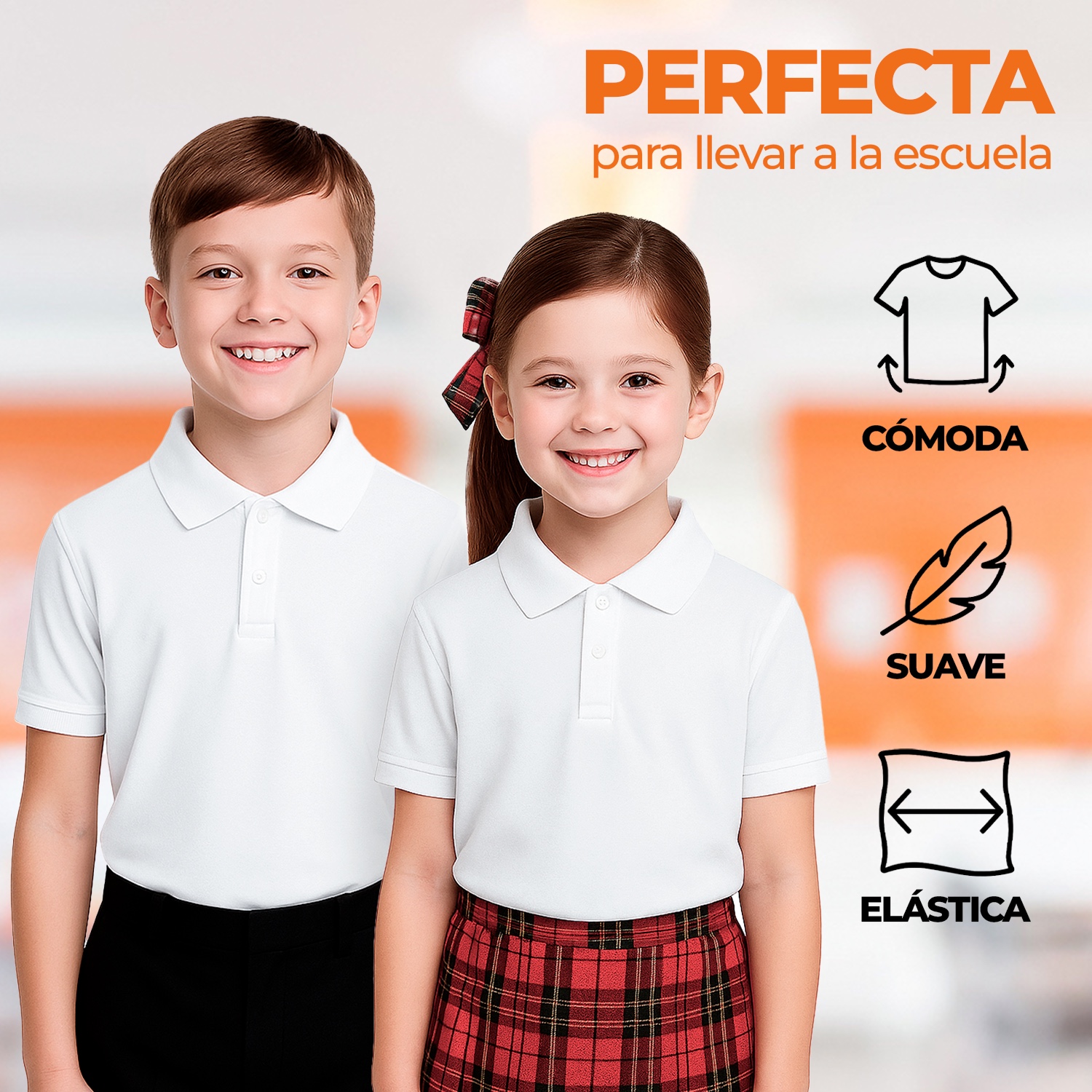 Playera Escolar Tipo Polo Para Niño Y Niña Comoda