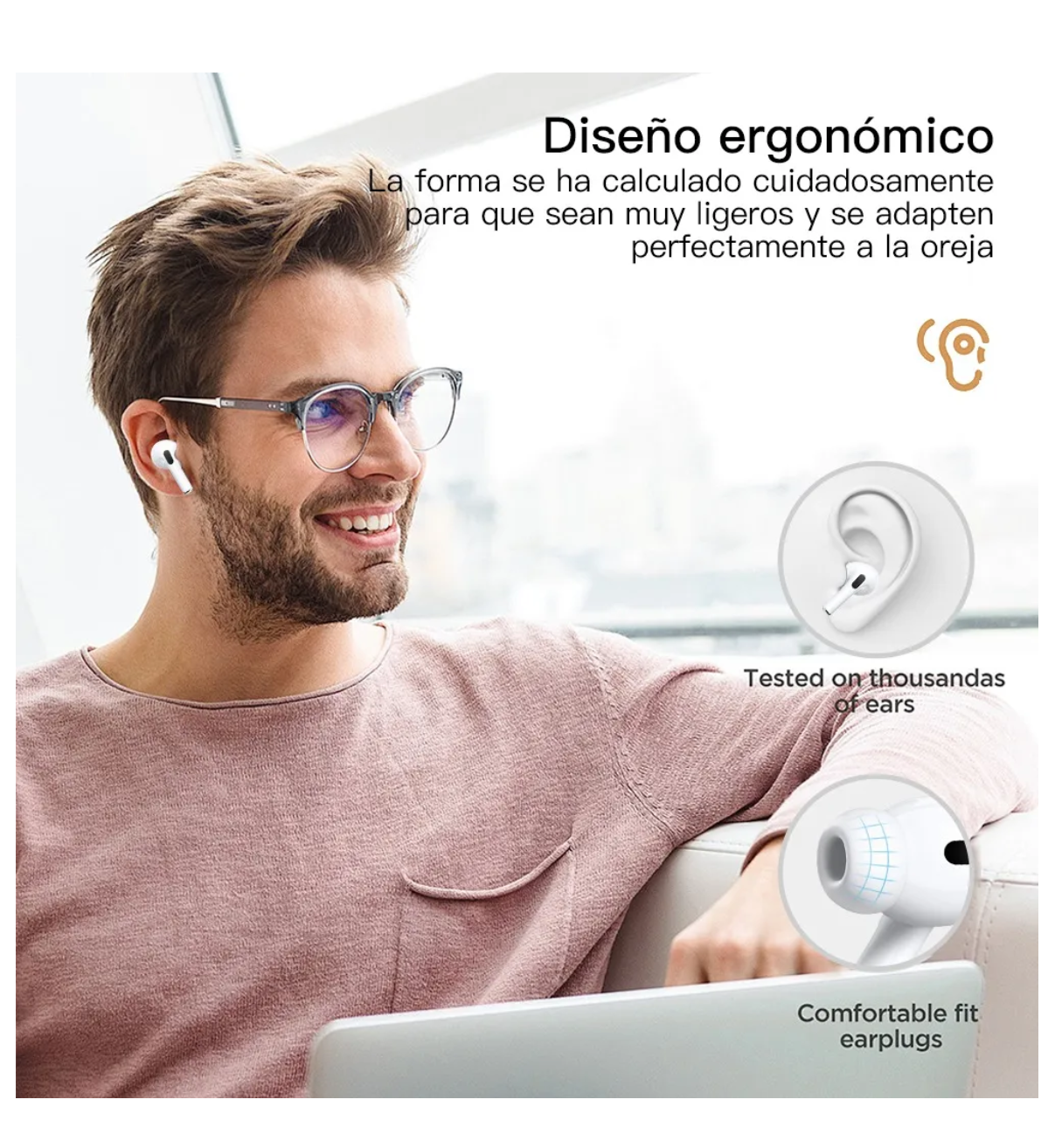 Audífonos Bluetooth Hifi Auriculares Malubero Hd Call Para Ios iPhone Color Blanco