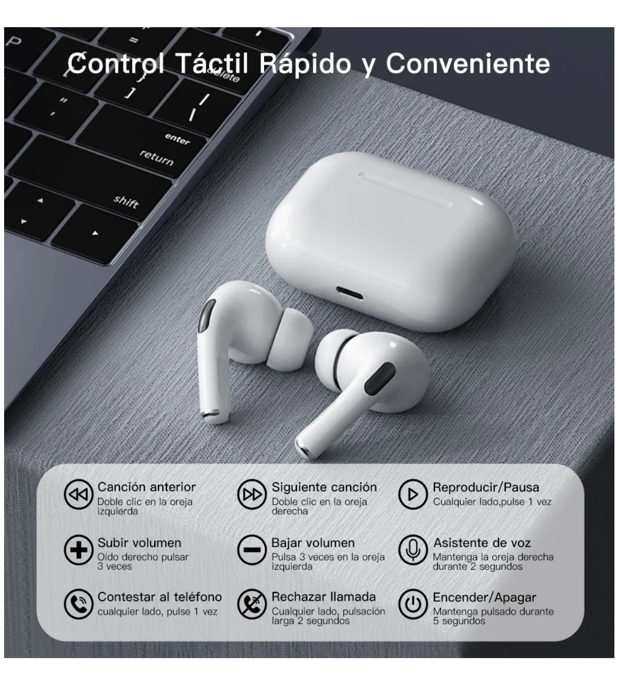 Audífonos Bluetooth Hifi Auriculares Malubero Hd Call Para Ios iPhone Color Blanco