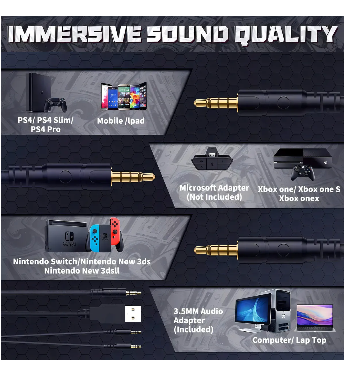 Audífonos Gamer Diadema Malubero  negro Gaming con microfono con luz rgb LED para Xbox Ps4 Pc