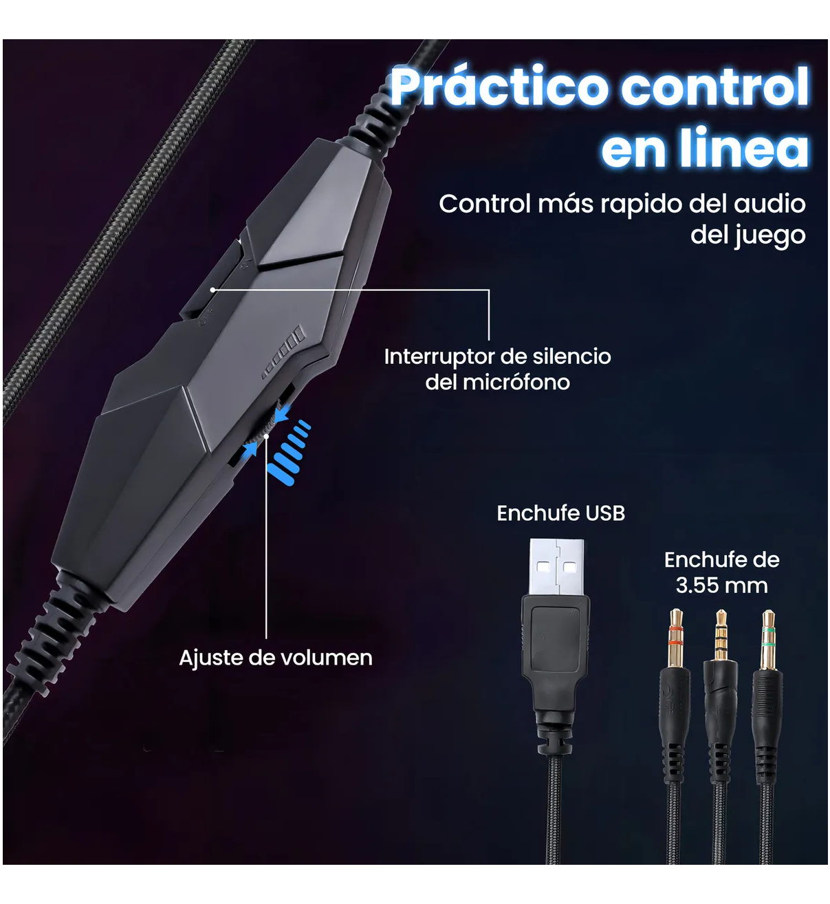 Audífonos Gamer Diadema Malubero  negro Gaming con microfono con luz rgb LED para Xbox Ps4 Pc