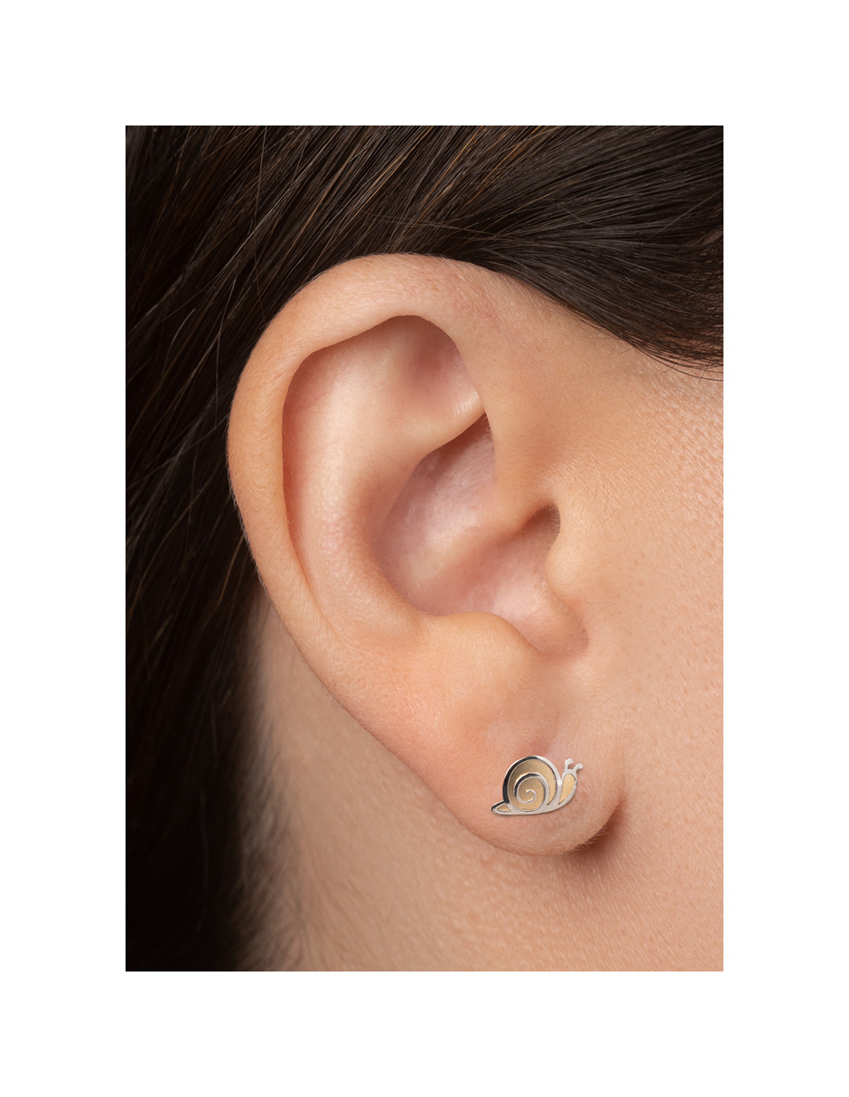 Aretes de Oro 14K Mujer broquel Caracol con oro amarillo brillante, oro blanco brillante | GIALLO