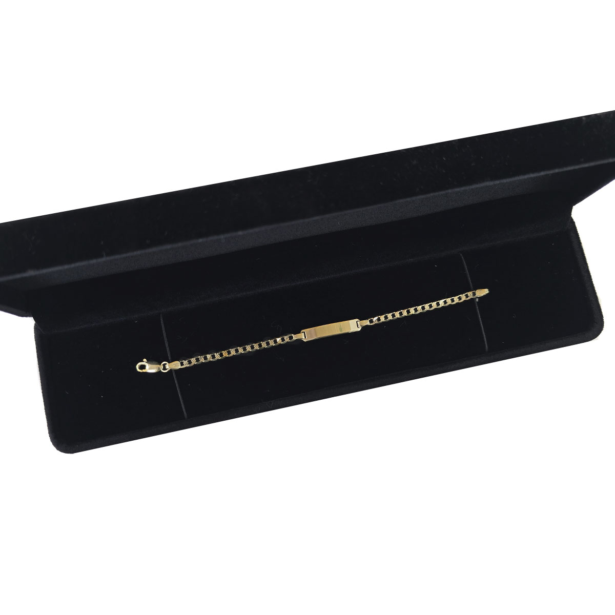 Esclava 14k 14cm Barbada Importada Con Placa Amarillo 14 Cm