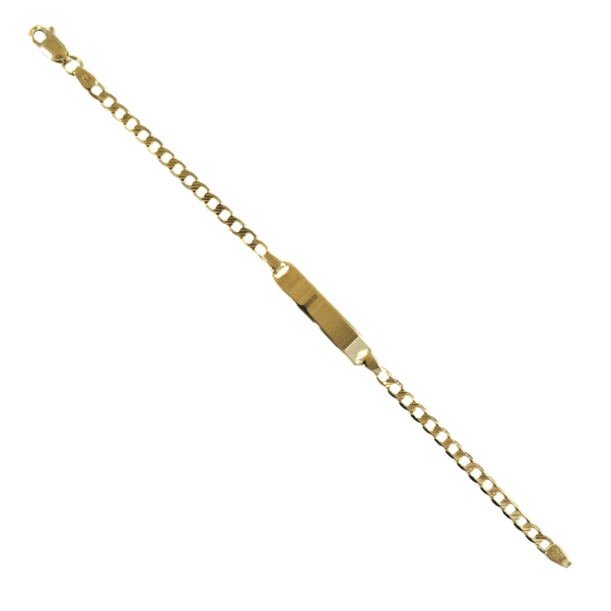 Esclava 14k 14cm Barbada Importada Con Placa Amarillo 14 Cm