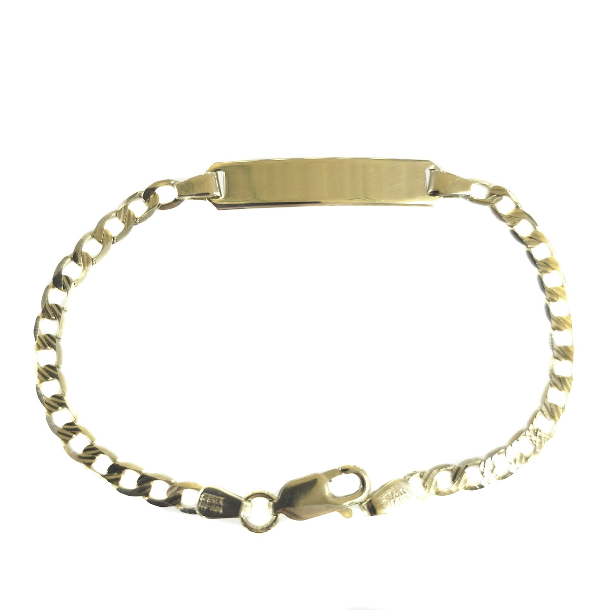 Esclava 14k 14cm Barbada Importada Con Placa Amarillo 14 Cm