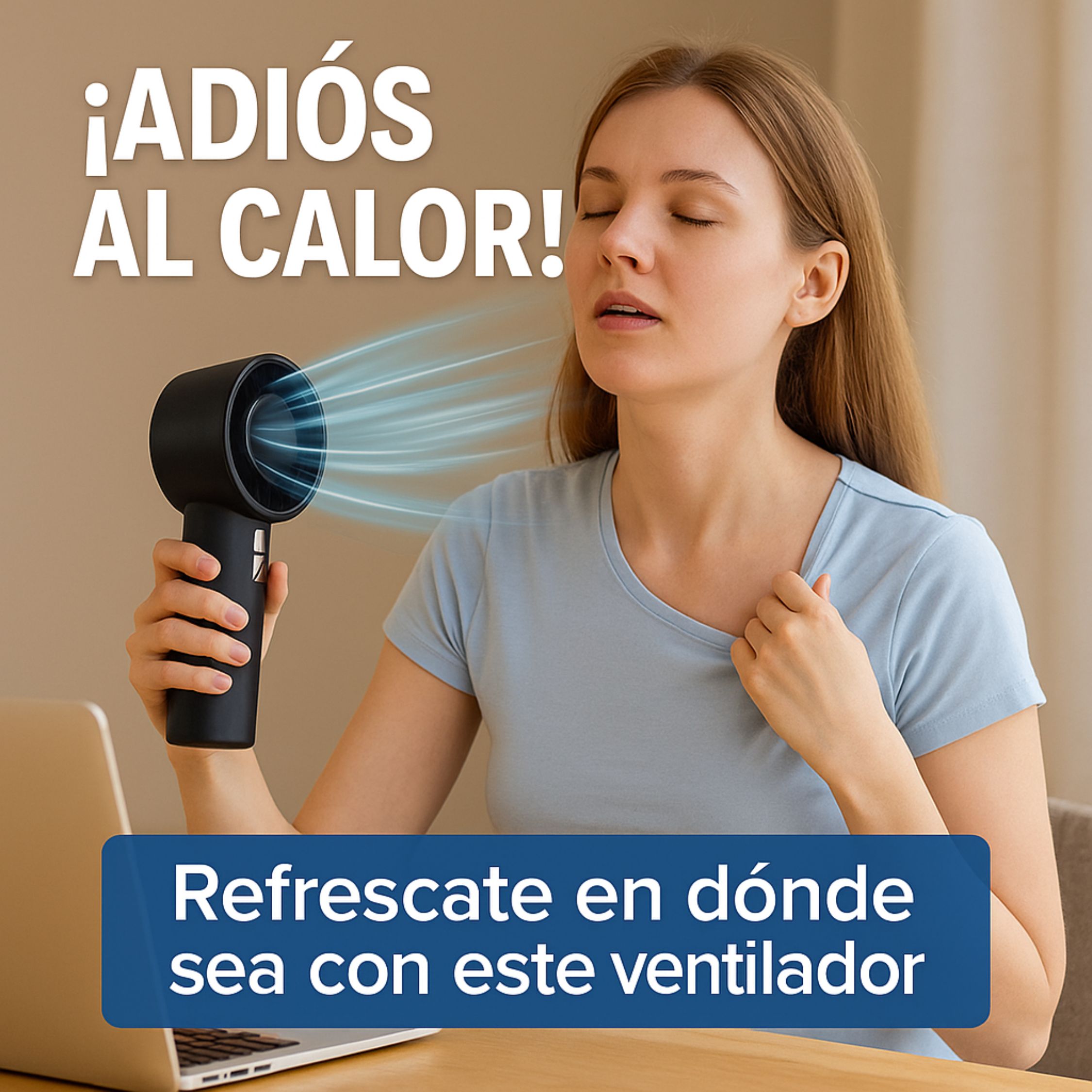 Ventilador portátil mini tipo torre recargable de 5 velocidades silenciosas de 25dB y con batería de 3 horas (3000mAh) 