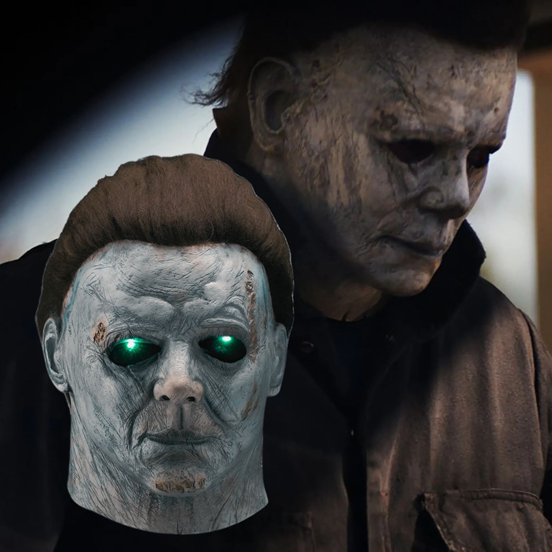 Mascara de Latex de Michael Myers con ojos de Luz LED para Halloween Disfraz 