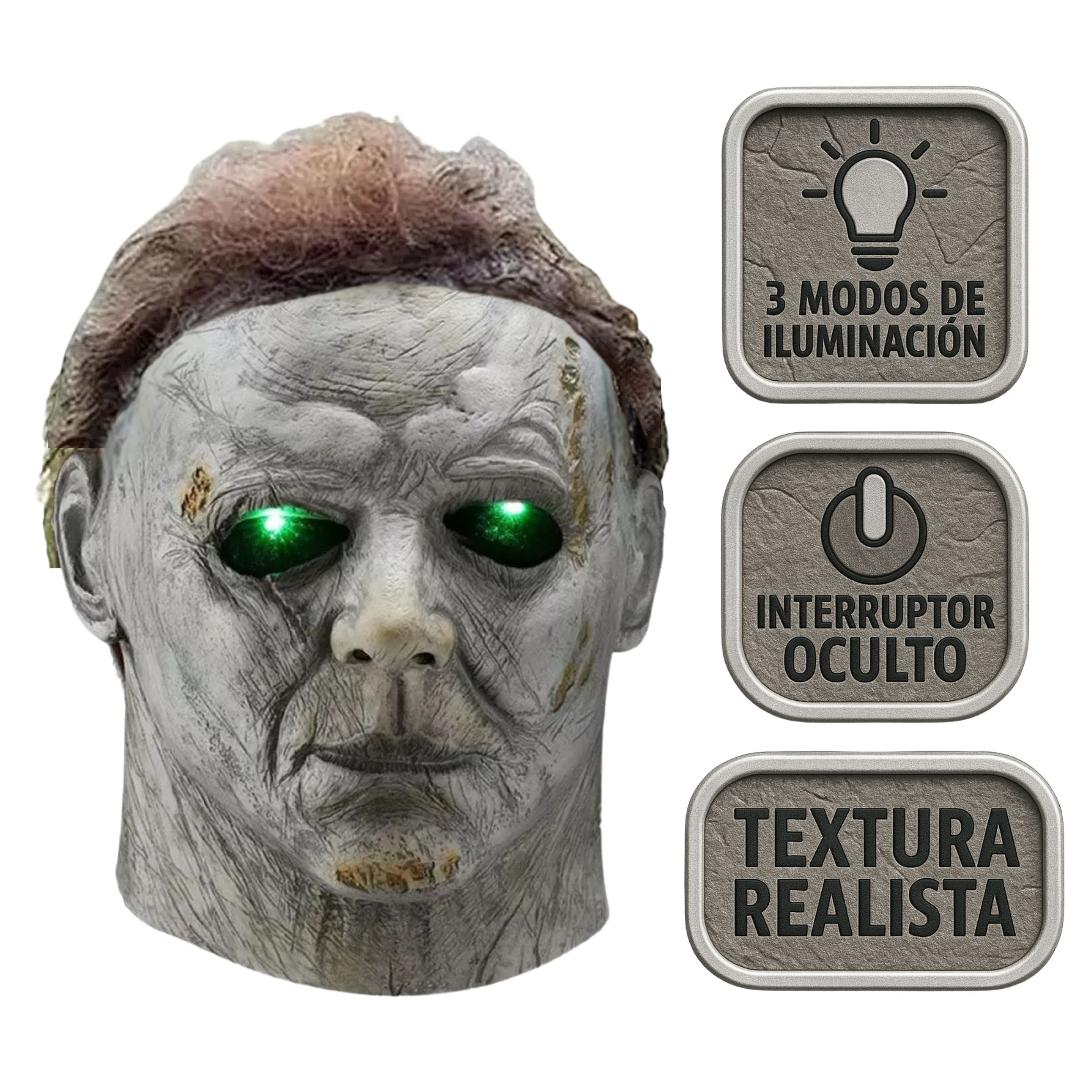 Mascara de Latex de Michael Myers con ojos de Luz LED para Halloween Disfraz 