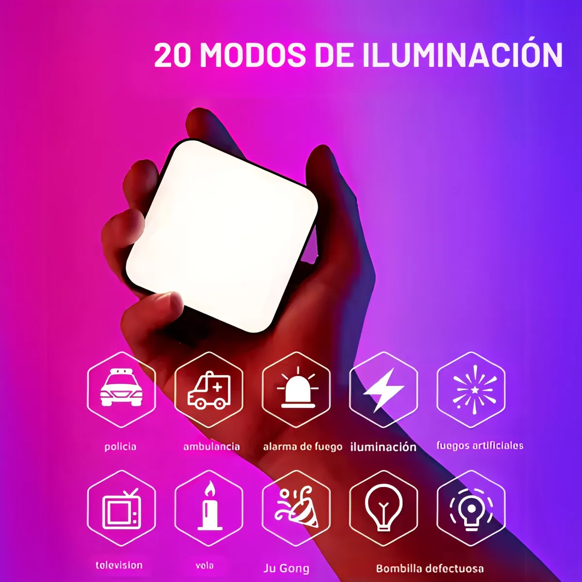 Lámpara LED RGB portátil recargable por USB con clip para celular, luz ajustable ideal para fotografía video