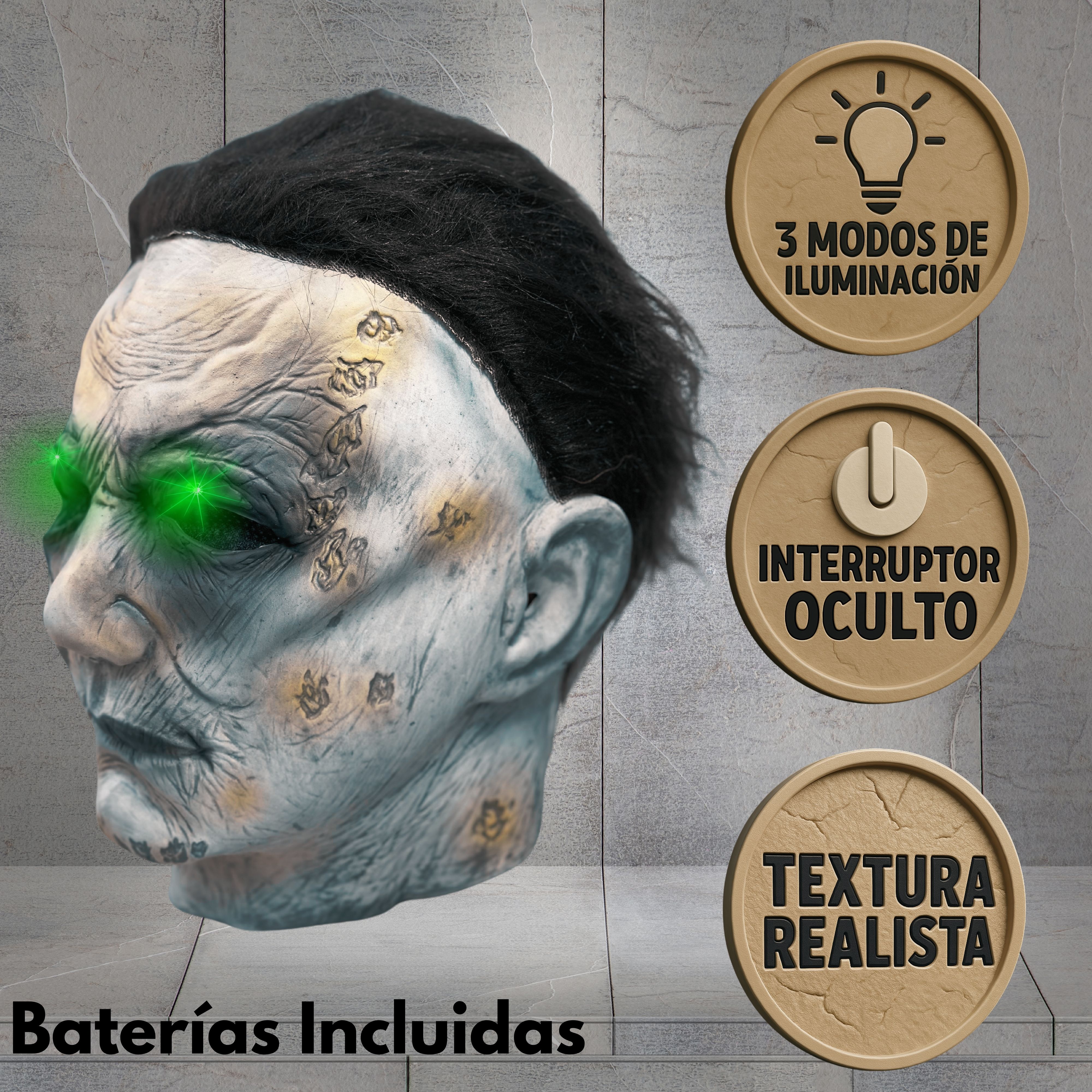 Mascara de Latex de Michael Myers con ojos de Luz LED para Halloween Disfraz 