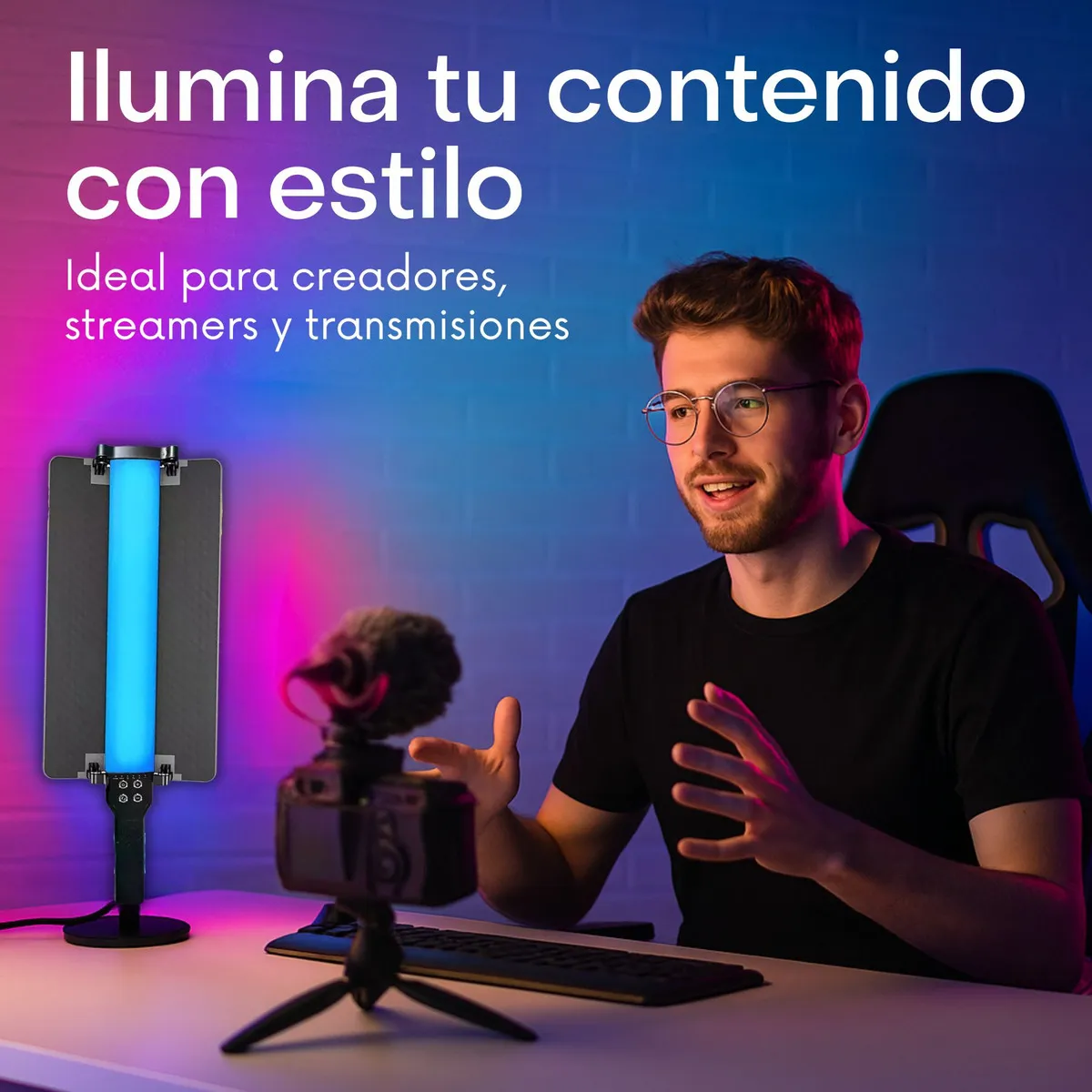 Lámpara LED RGB 20w con Batería Recargable y Control Remoto ideal para fotografía, video y maquillaje