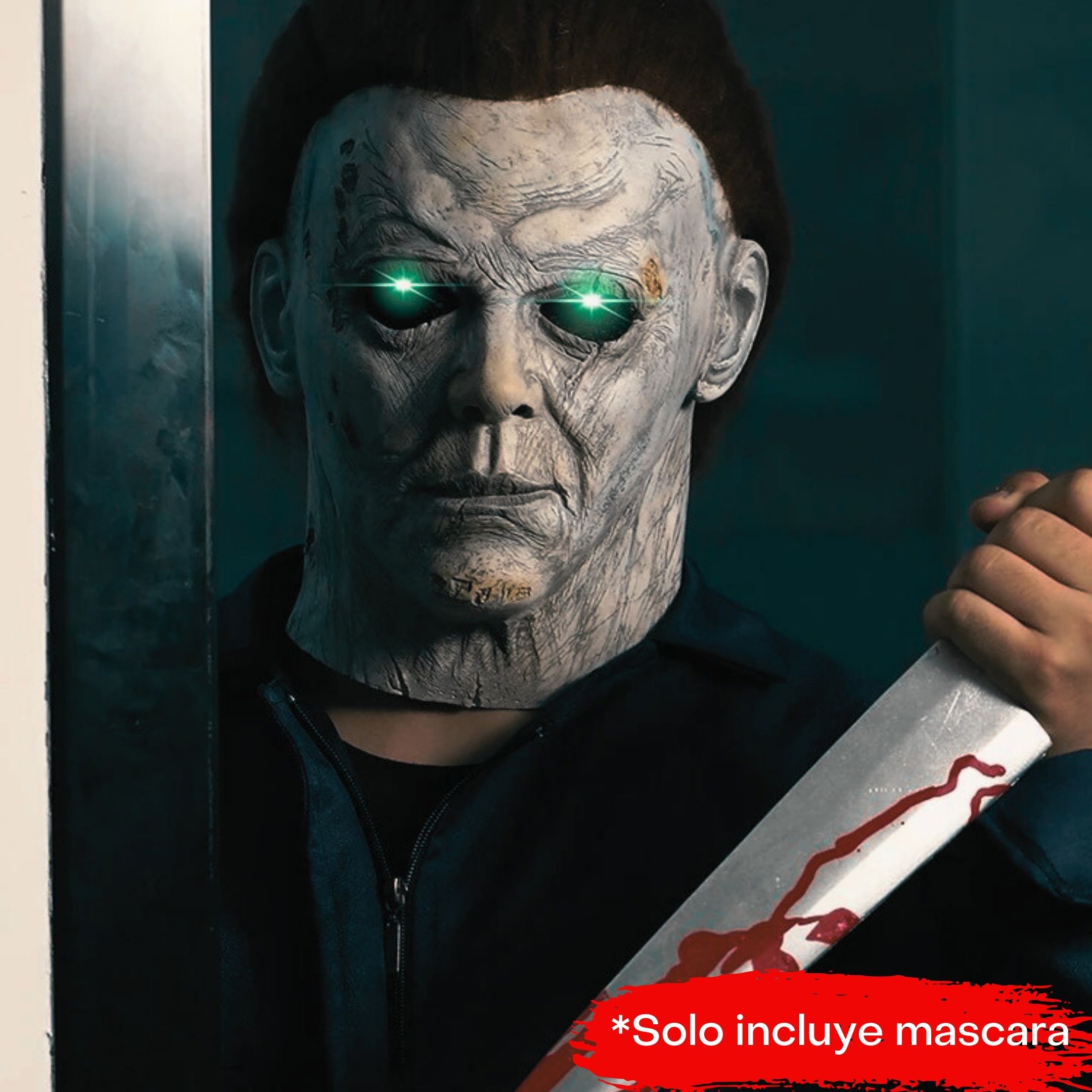Mascara de Latex de Michael Myers con ojos de Luz LED para Halloween Disfraz 