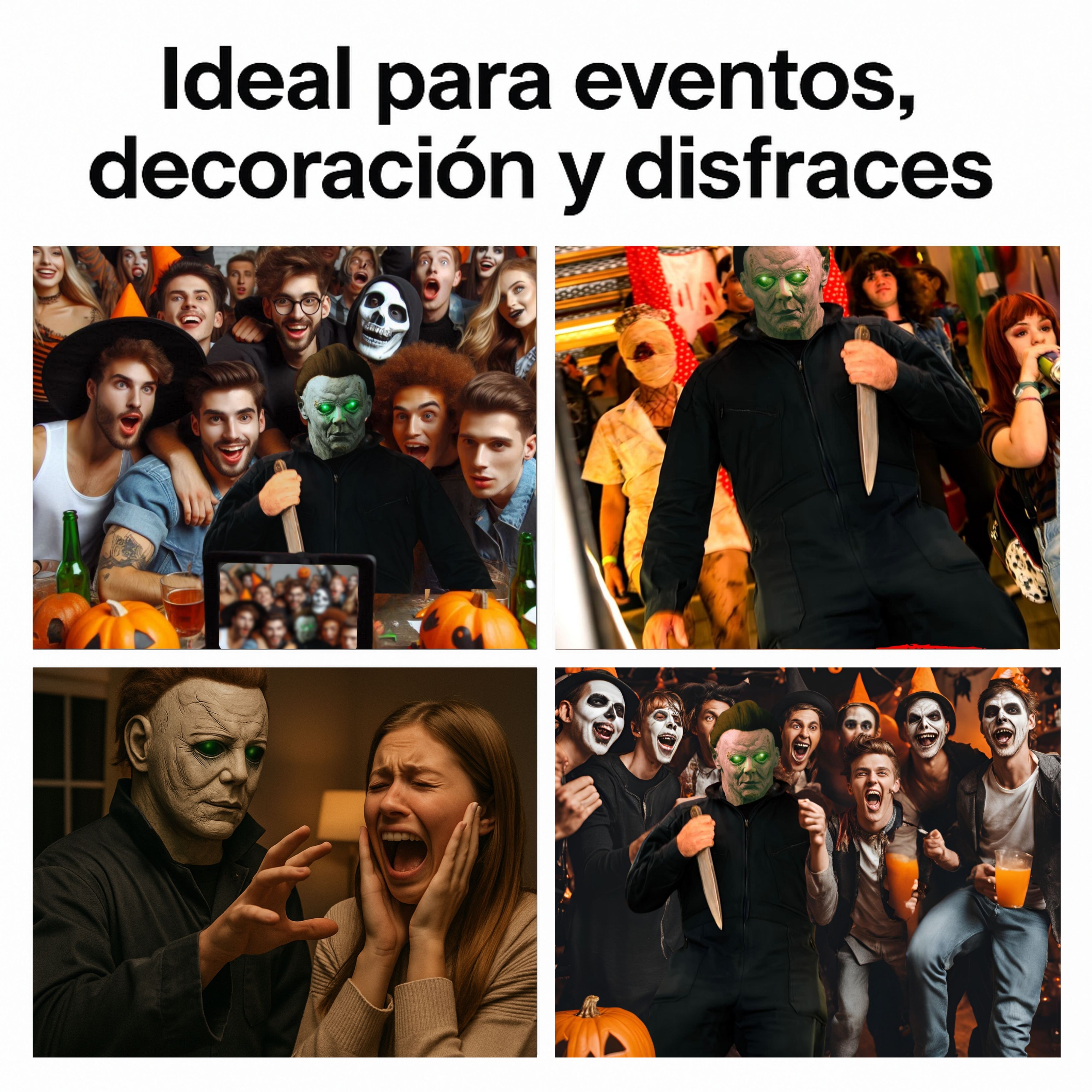 Mascara de Latex de Michael Myers con ojos de Luz LED para Halloween Disfraz 