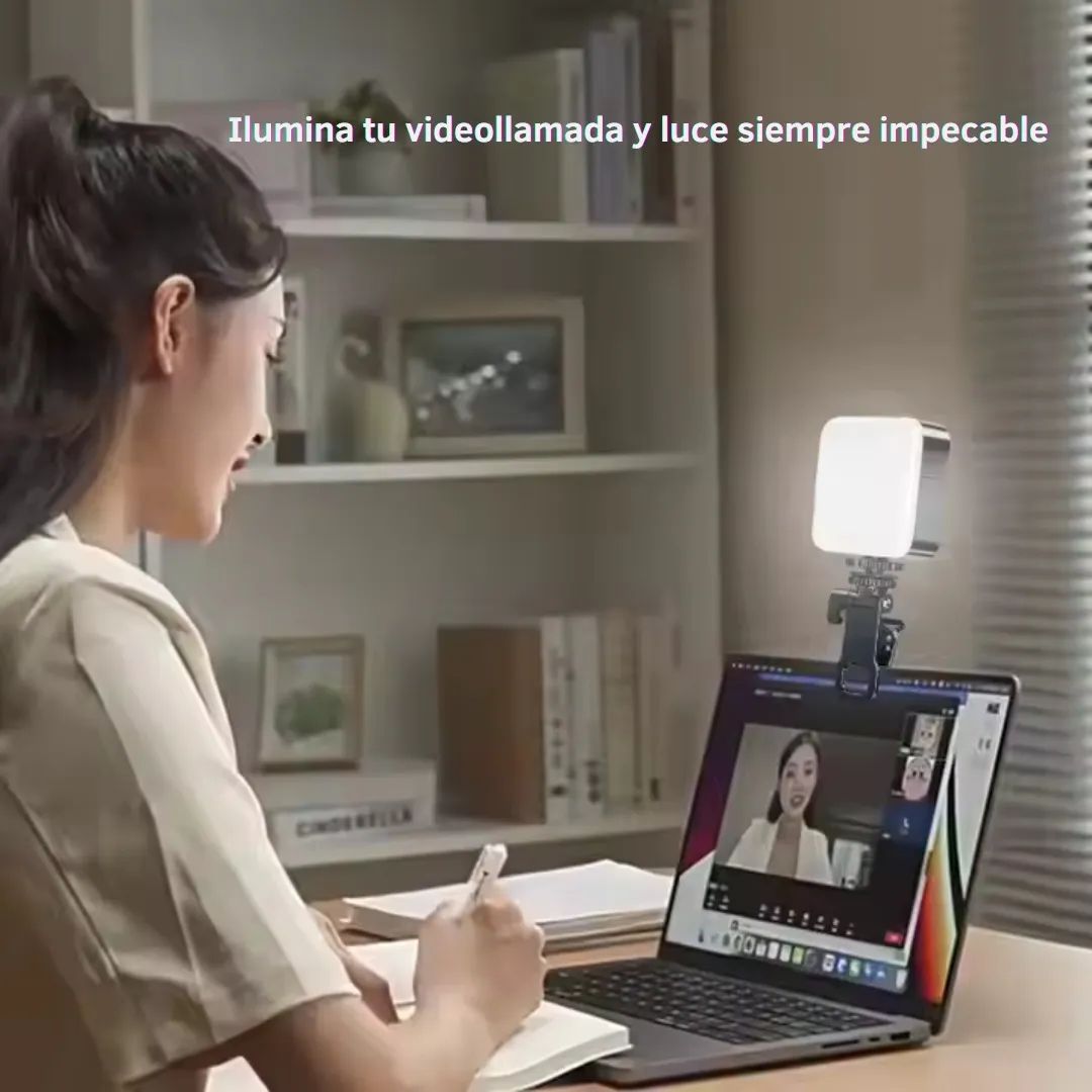 Lámpara LED RGB portátil recargable por USB con clip para celular, luz ajustable ideal para fotografía video
