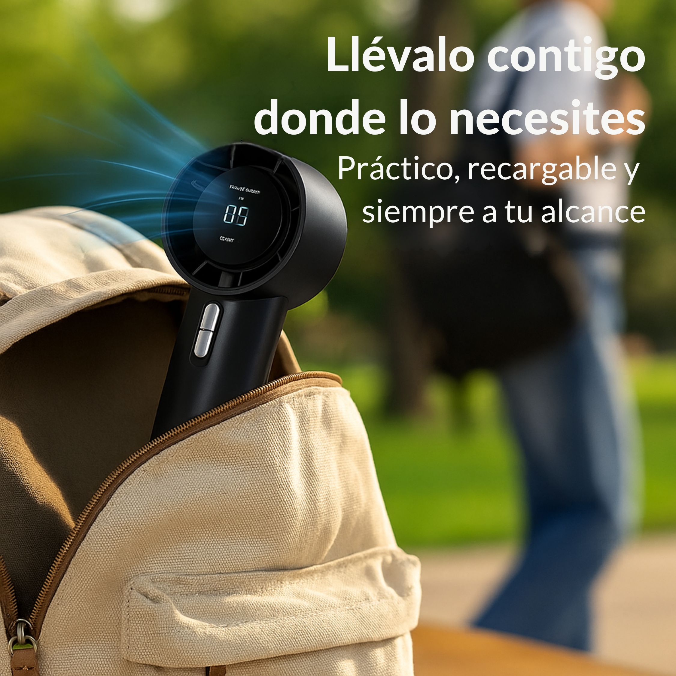 Ventilador portátil mini tipo torre recargable de 5 velocidades silenciosas de 25dB y con batería de 3 horas (3000mAh) 