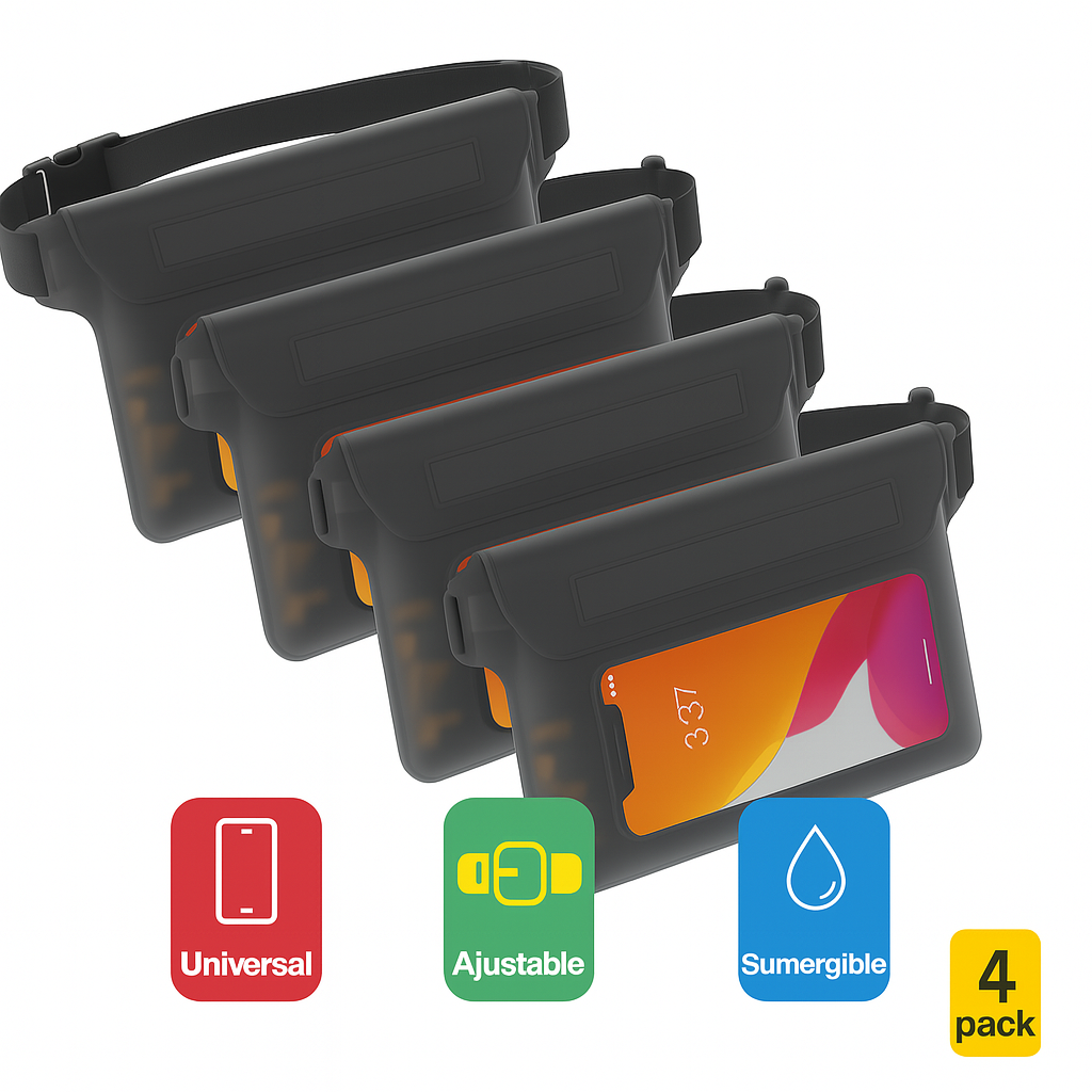Bolsa impermeable para celular universal kit 4 piezas más protección contra agua ideal para playa y piscina