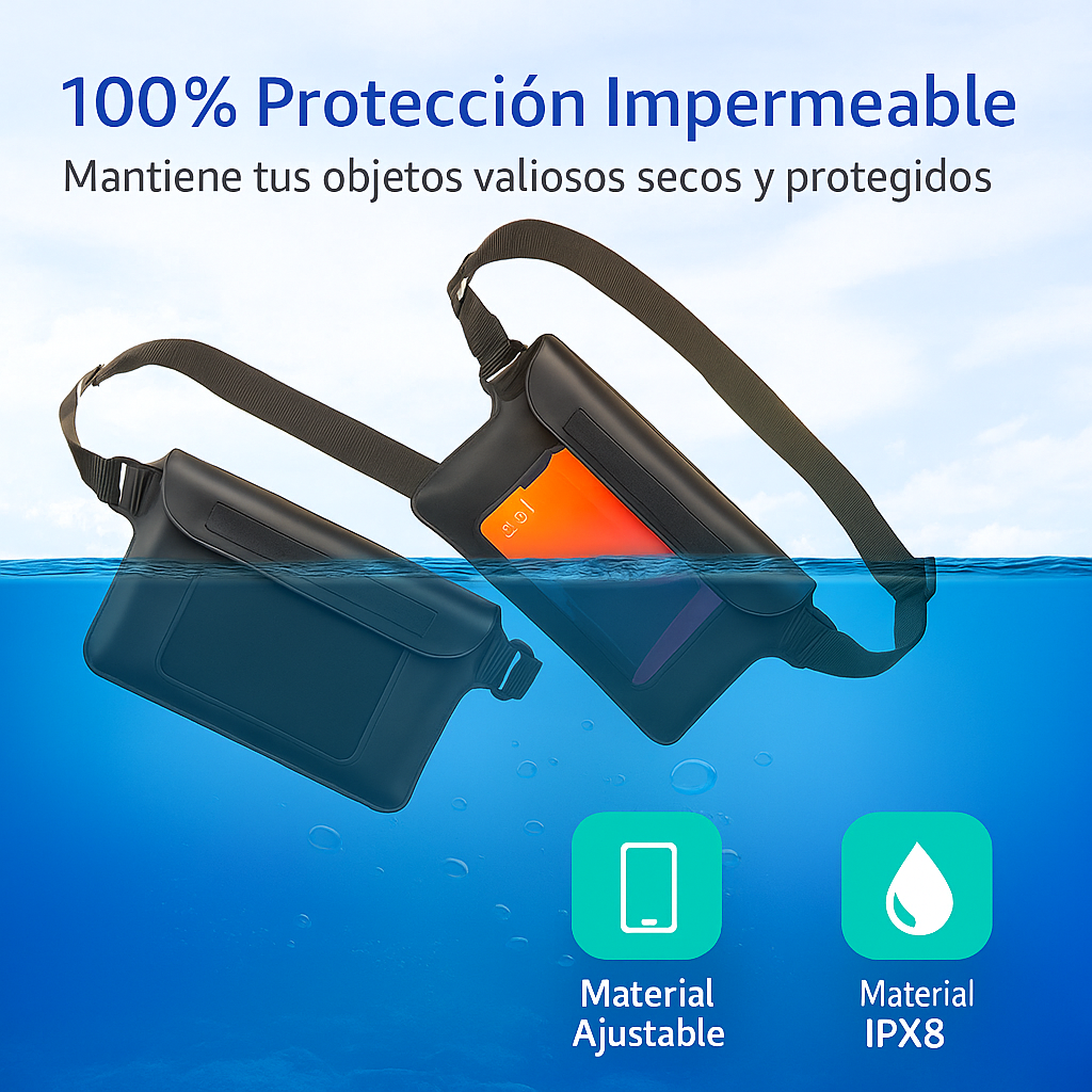 Bolsa impermeable para celular universal kit 4 piezas más protección contra agua ideal para playa y piscina