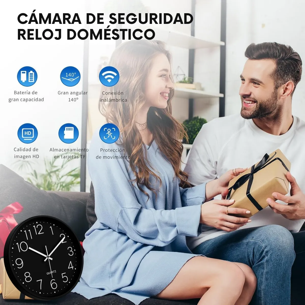 Reloj Espía con Cámara Oculta HD 4k con Control Remoto por APP (Wifi) con Ranura para Micro SD
