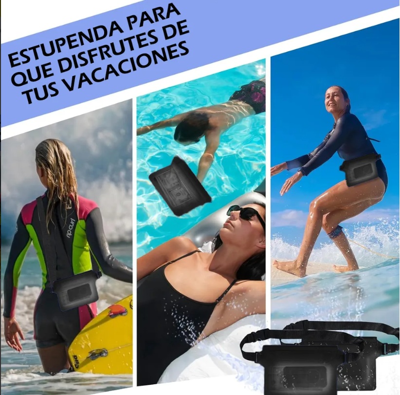 Bolsa impermeable para celular universal kit 4 piezas más protección contra agua ideal para playa y piscina