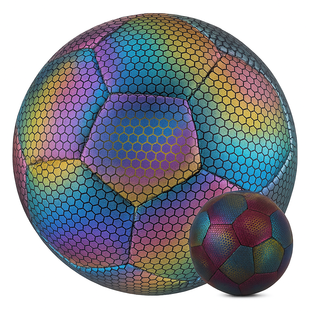 Balón de Fútbol Soccer Reflectante Luminoso Brillante Efecto Tornasol Multicolor No. 5.