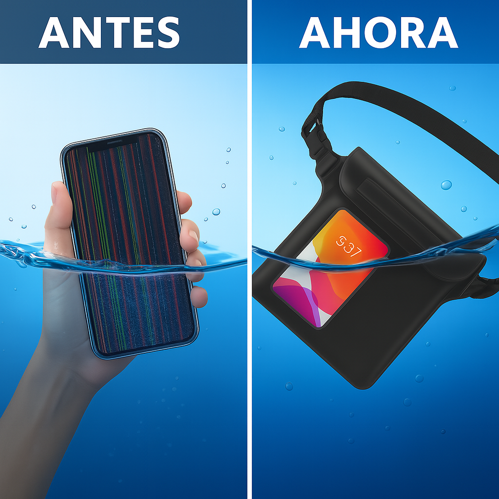 Bolsa impermeable para celular universal kit 4 piezas más protección contra agua ideal para playa y piscina