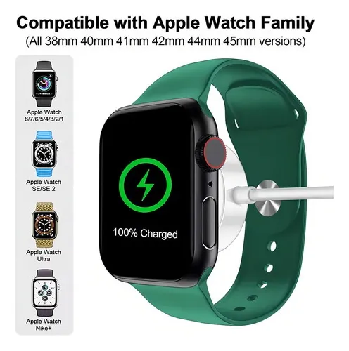 Cargador Magnético USB Para Reloj Inteligente de 1 metro color Blanco compatible con Apple Watch Serie 6 5 4 3 2 Se.