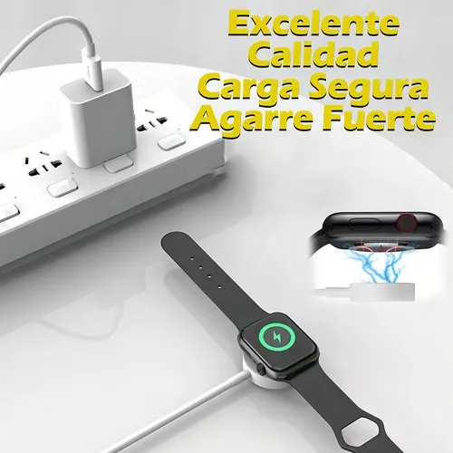 Cargador Magnético USB Para Reloj Inteligente de 1 metro color Blanco compatible con Apple Watch Serie 6 5 4 3 2 Se.