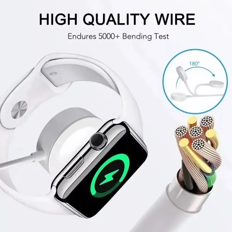 Cargador Magnético USB Para Reloj Inteligente de 1 metro color Blanco compatible con Apple Watch Serie 6 5 4 3 2 Se.