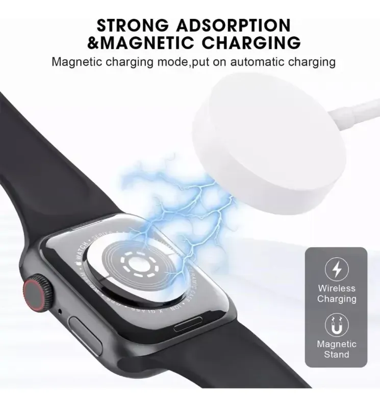 Cargador Magnético USB Para Reloj Inteligente de 1 metro color Blanco compatible con Apple Watch Serie 6 5 4 3 2 Se.