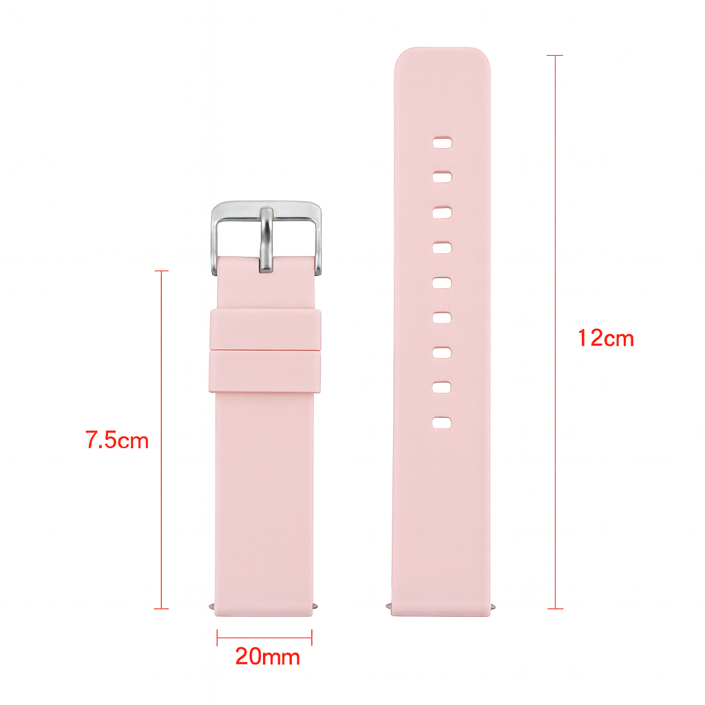 Correa Extensible Universal De Silicón 20mm para Smartwatch Color Rosa