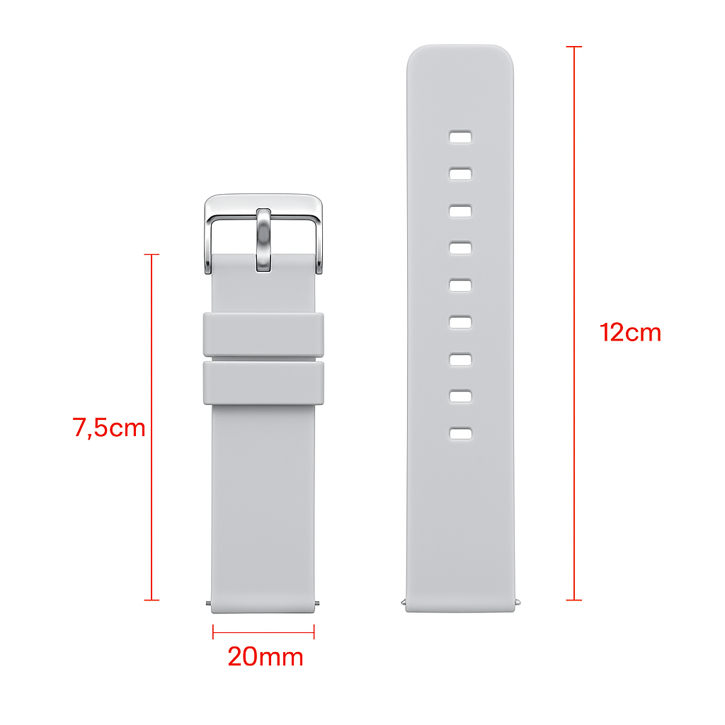 Correa Extensible Universal De Silicón 20mm para Smartwatch Color Gris