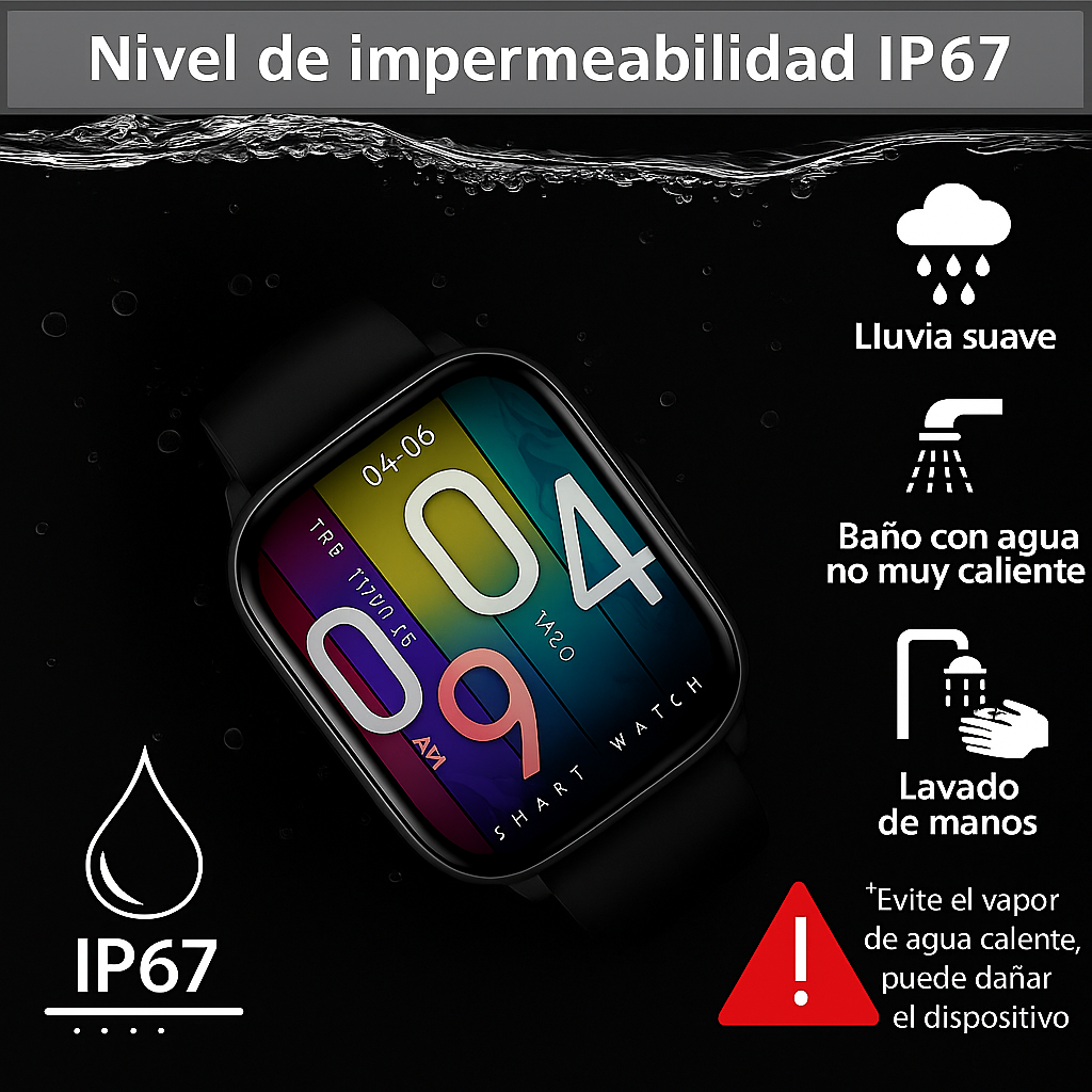 Smartwatch Ultra Negro Pantalla Full Touch HD + Audífonos Inalámbricos Z9 Bluetooth Resistencia Agua Pack 2 Pzs 