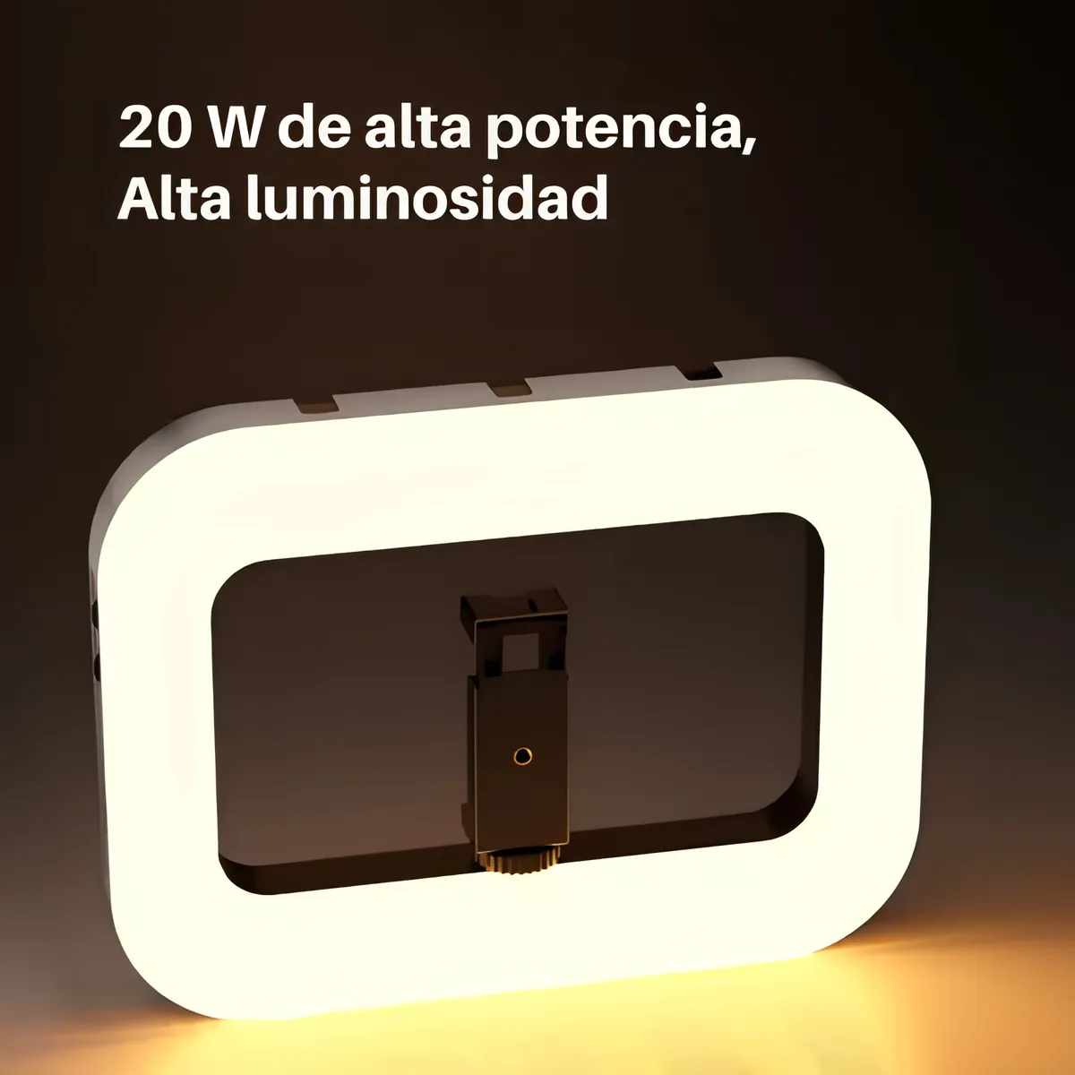 Aro De Luz Led Rectangular Recargable 3 Tonos con Trípode 2.1m Ajustable Profesional y Soporte Celular