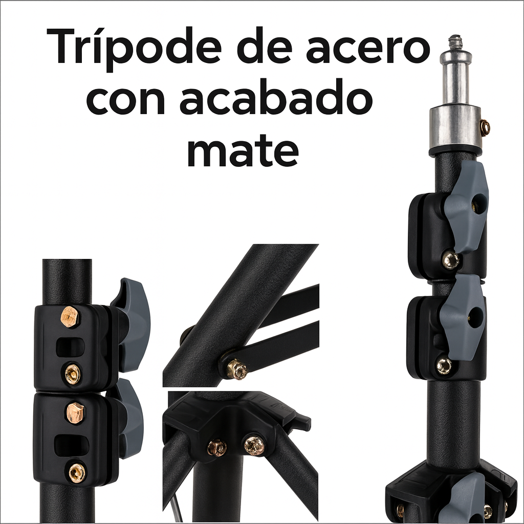 Aro De Luz Led Rectangular Recargable 3 Tonos con Trípode 2.1m Ajustable Profesional y Soporte Celular