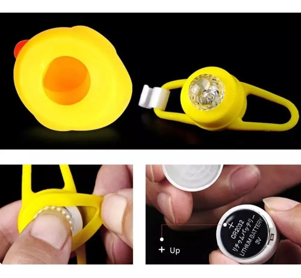 Lámpara LED Bicicleta USB Recargable con Luz Delantera y Trasera – Incluye Patito Decorativo con Casco