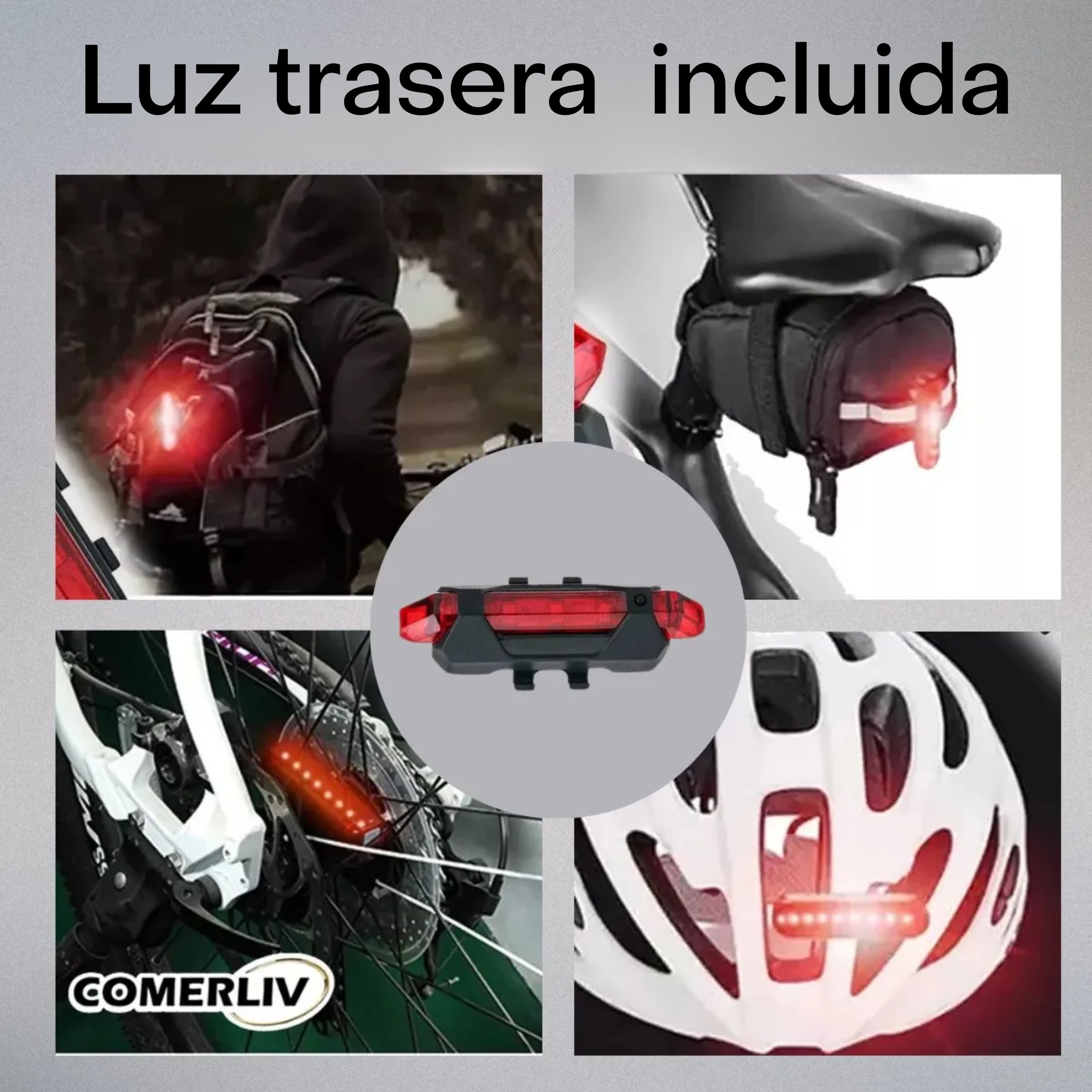 Lámpara LED Bicicleta USB Recargable con Luz Delantera y Trasera – Incluye Patito Decorativo con Casco