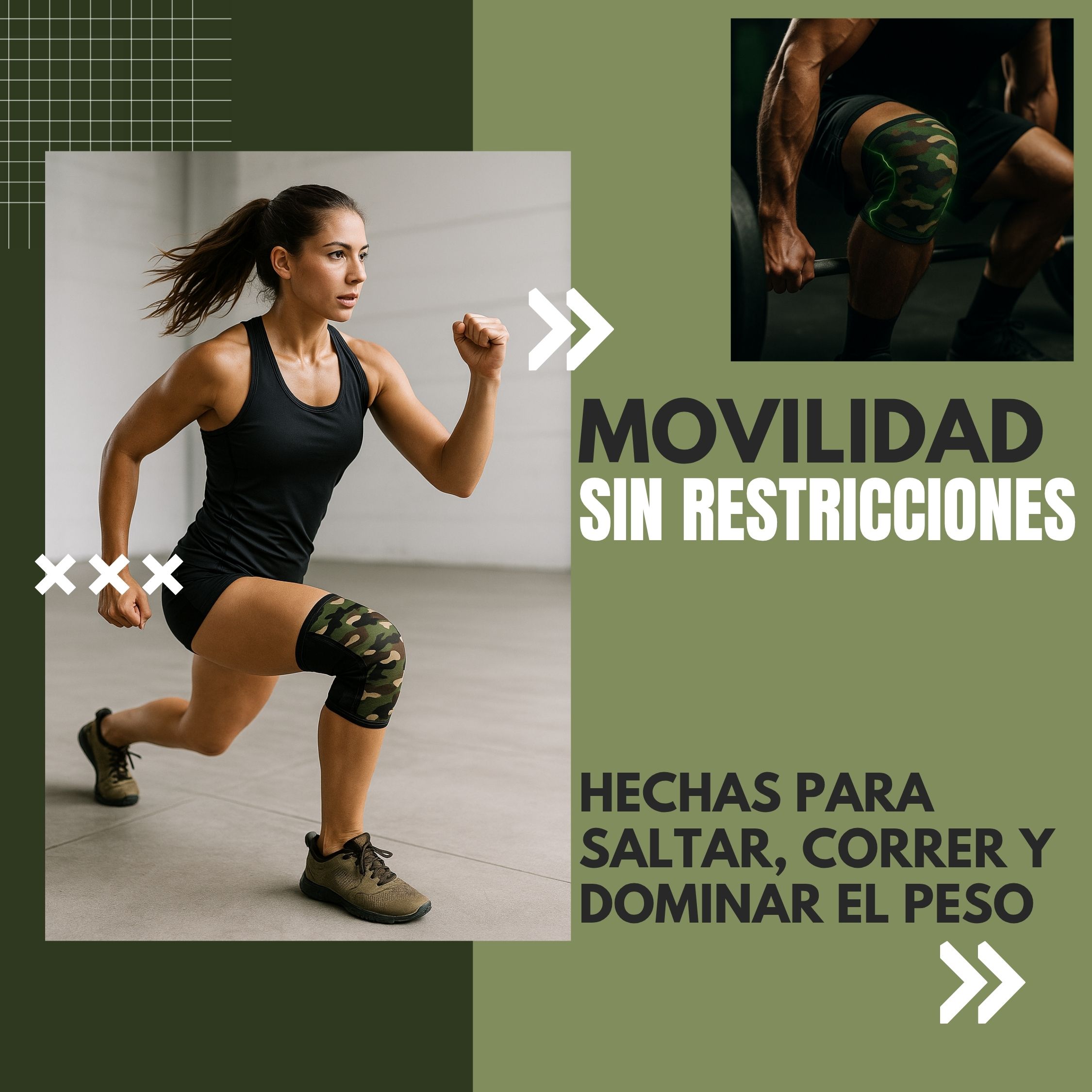 Rodillera De Neopreno 7mm Unisex Para Deporte y Entrenamiento Intenso Diseño Camuflaje Talla M