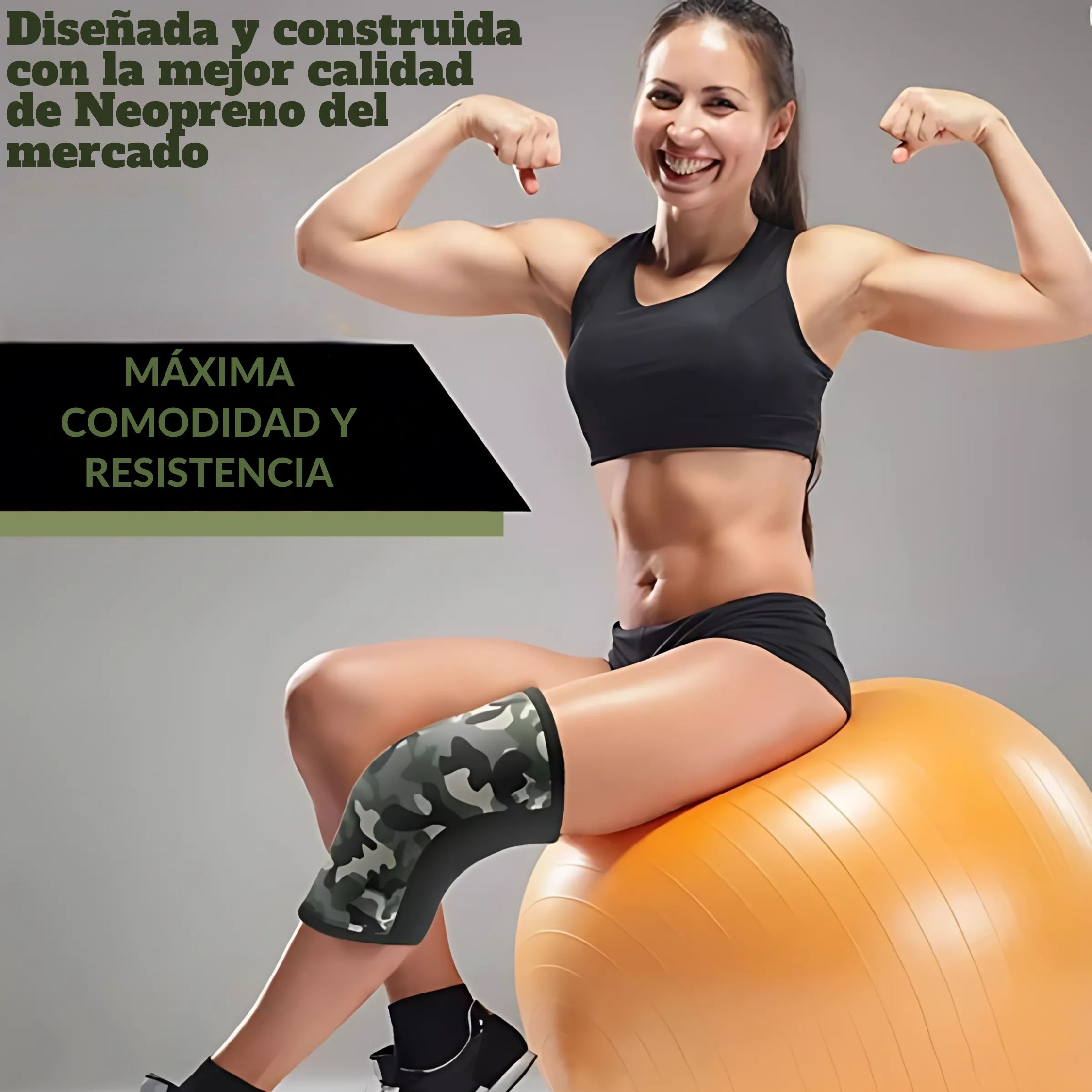 Rodillera De Neopreno 7mm Unisex Para Deporte y Entrenamiento Intenso Diseño Camuflaje Talla M