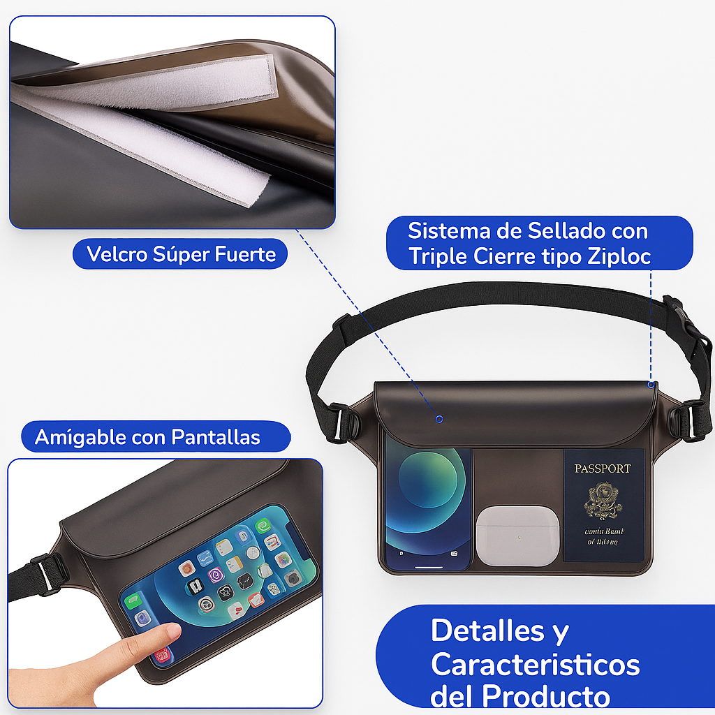 Bolsa impermeable para celular universal kit 4 piezas más protección contra agua ideal para playa y piscina