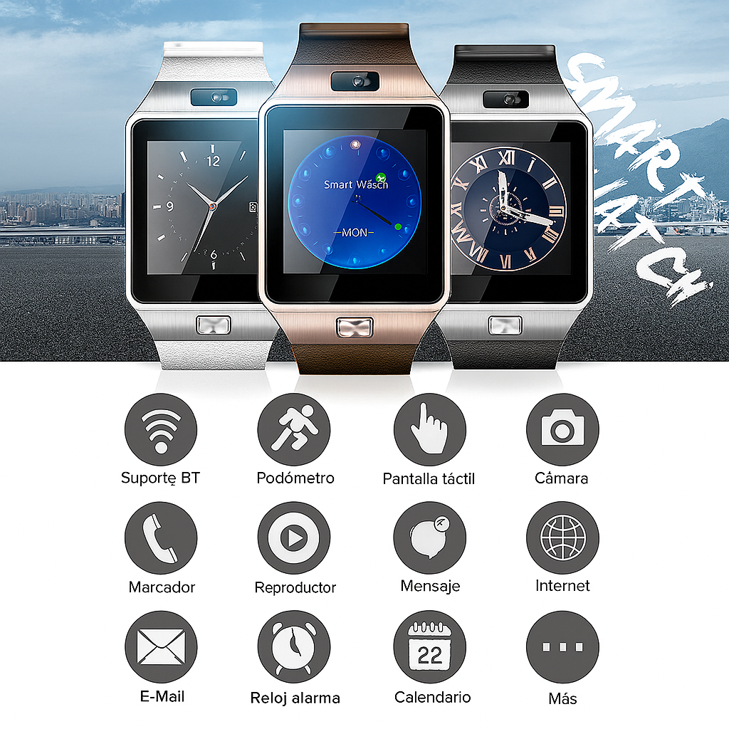 Smartwatch Dz09 Con Bluetooth, Cámara, Cronometro, Llamadas - Reloj Inteligente Plateado