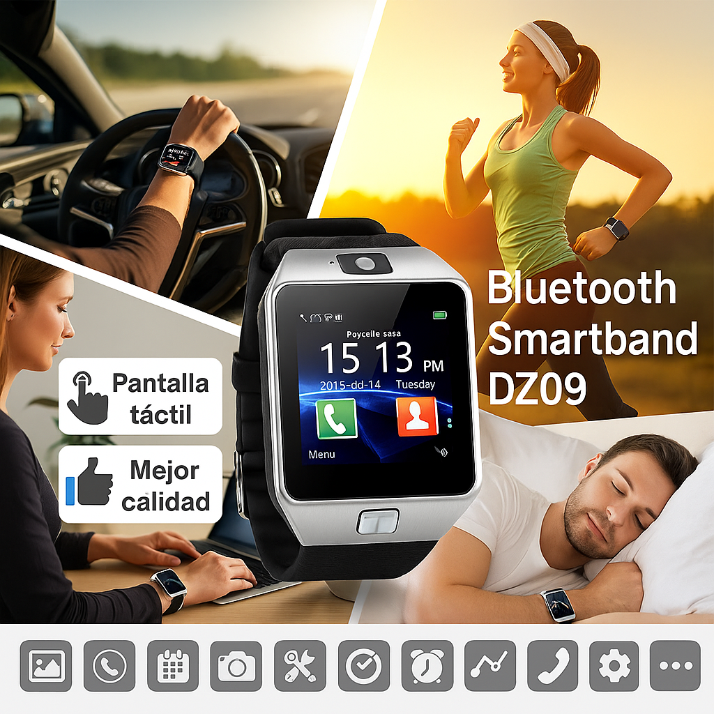 Smartwatch Dz09 Con Bluetooth, Cámara, Cronometro, Llamadas - Reloj Inteligente Plateado