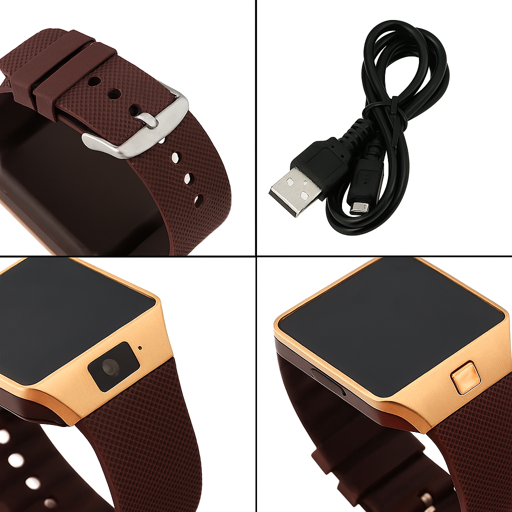 Smartwatch Dz09 Con Bluetooth, Cámara, Cronometro, Llamadas - Reloj Inteligente Dorado.