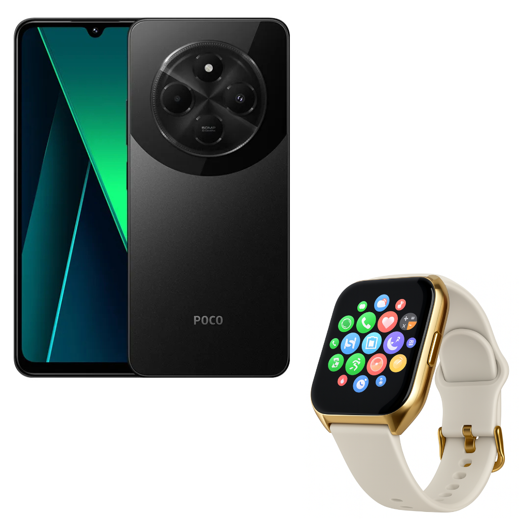 Xiaomi Poco C75 256gb/ 8gb Ram (negro)+ Smartwatch Filwans Gts Mini (dorado)