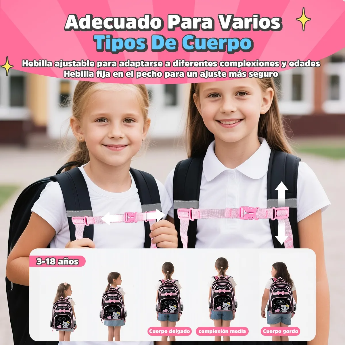 Mochila Escolares Con 6 Ruedas Carrito, Set 3 Mochila Con Lonchera Y Lapicera, Mochila Escolar Lindo Para 3 A 18 Niñas, 