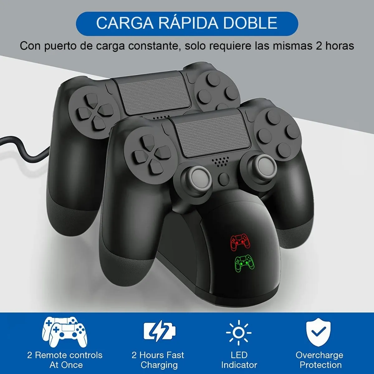 Cargadores De Controles Usb Doble Para Mandos Ps4 Negro
