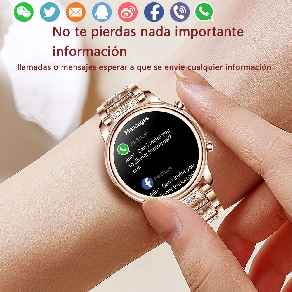 Reloj inteligente para Mujer Smartwatch Deporte Llamada