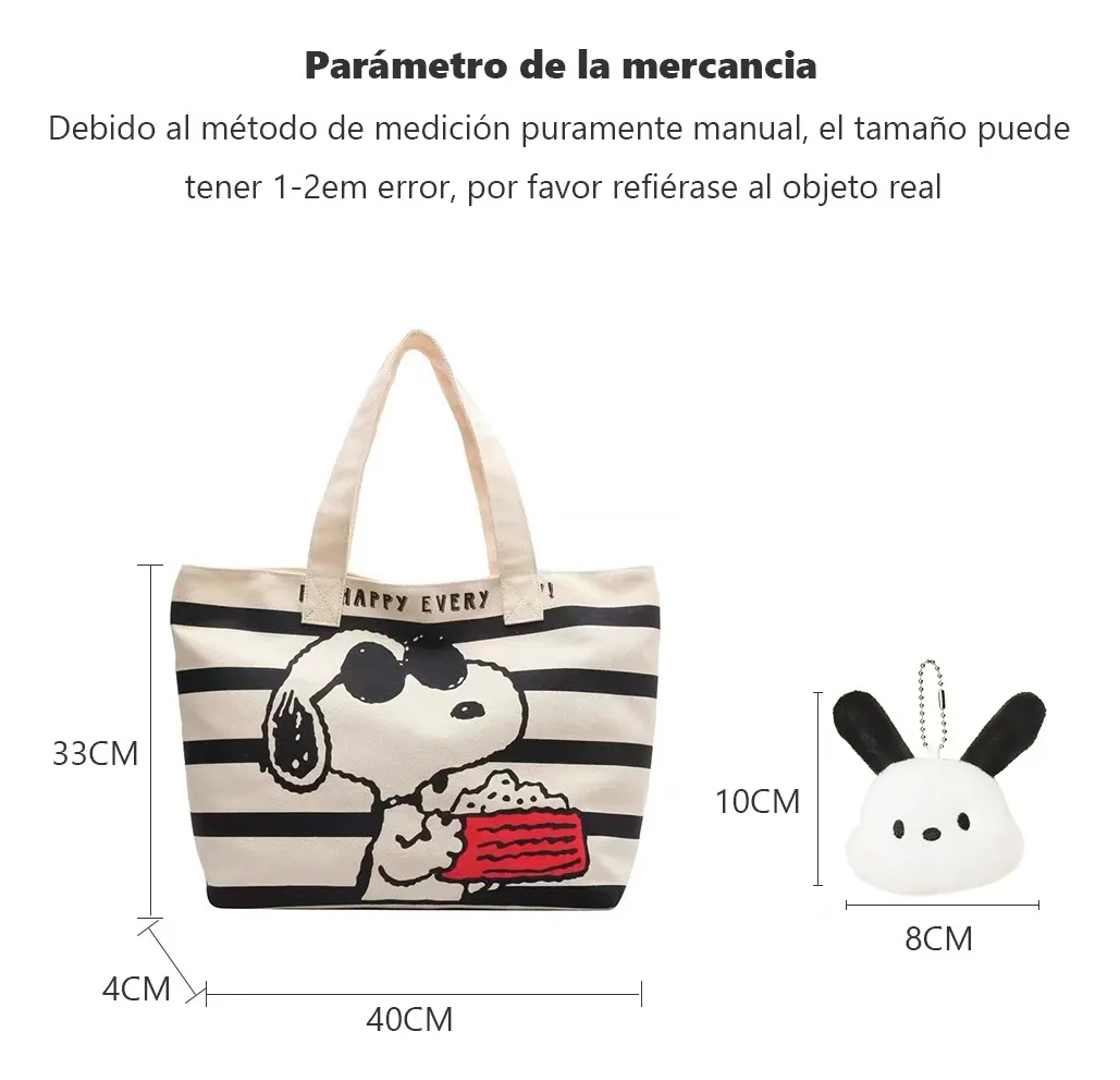 Bolso Snoopy Dibujos Animados Tote Bag De Hombro Aesthetic