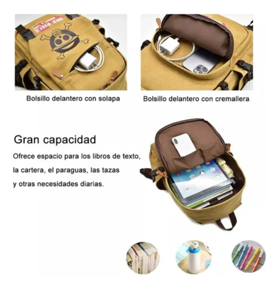 Mochila De Lona Anime De Una Sola Pieza, Mochila Antirrobo, Regalo De Alta Calidad