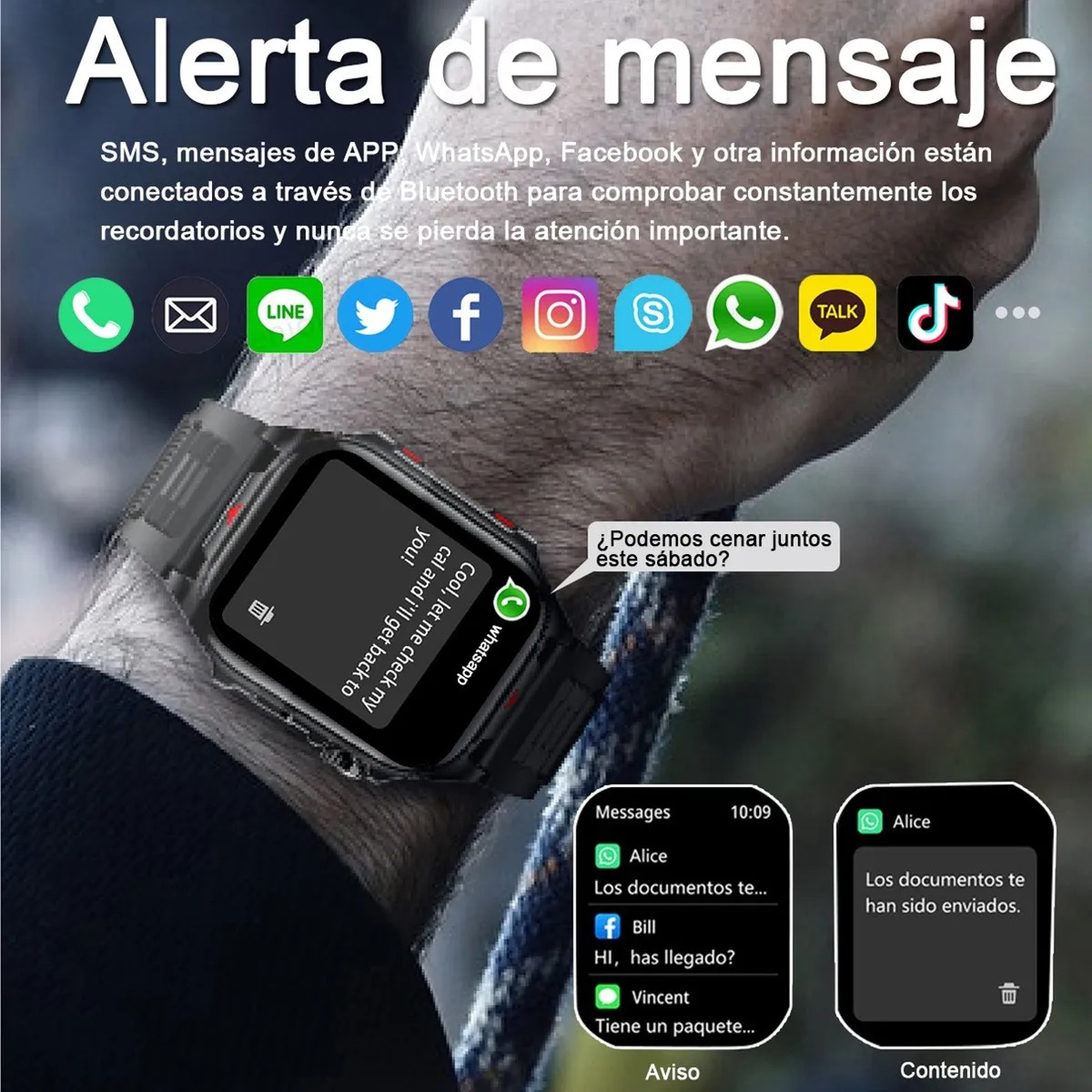 Reloj Inteligente para Hombre Deportivo Smartwatch Impermeable 2.01'' Llamada Bluetooth Jooeniok