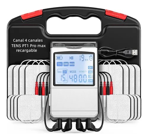 Tens/ems Electroestimulador Muscular 4 Canales 48 Modos 8pad